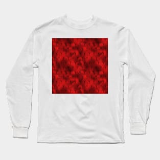 Black and Ruby Red Faux Foil Vintage Fan Art Deco Pattern Long Sleeve T-Shirt